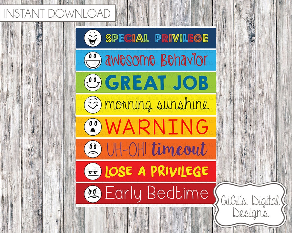 Behavior Chart For Kids Digital Childrens Chart Monitor Etsy Behavior Chart For Kids Digital Childrens Chart Monitor Etsy