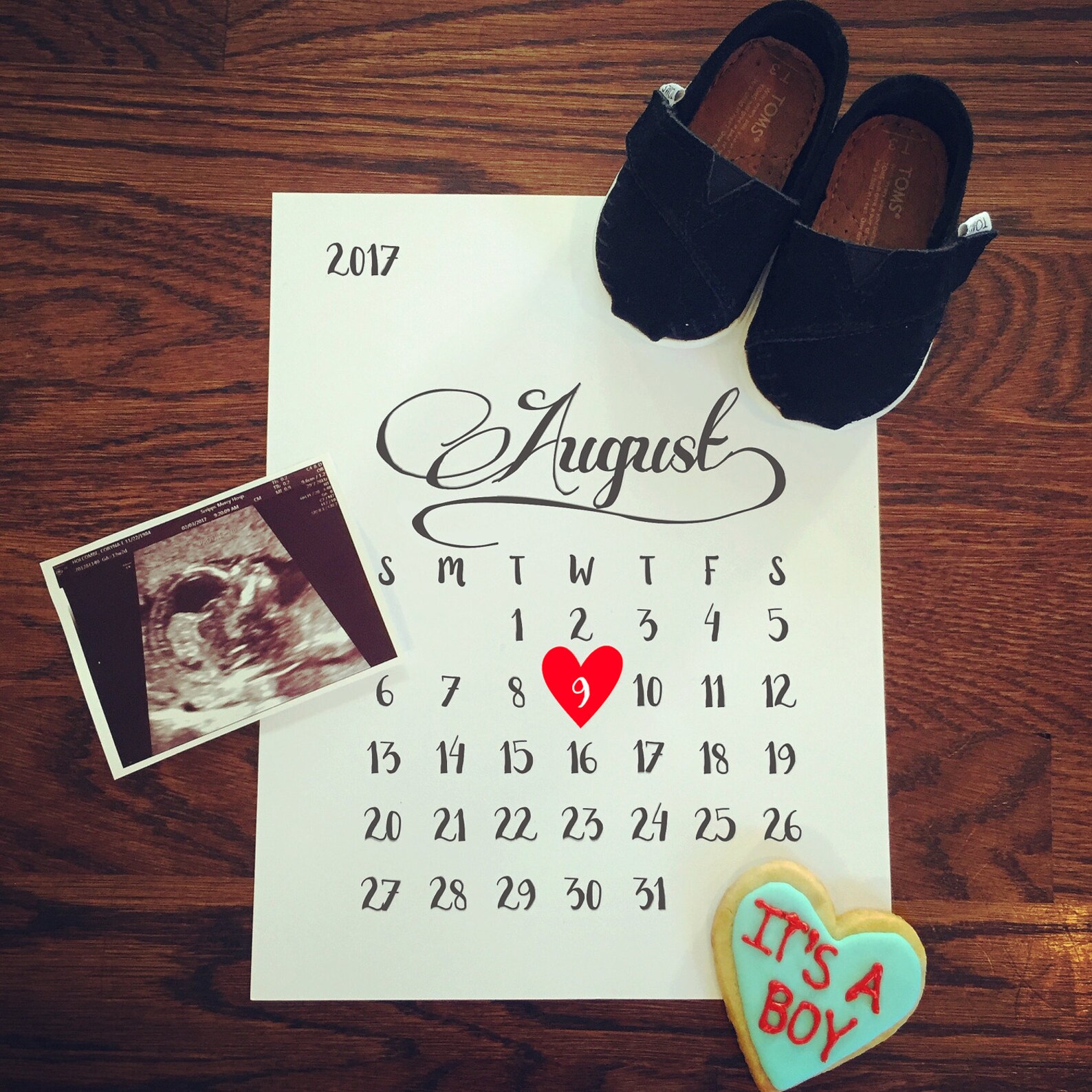 Pregnancy Announcement Calendar Calendar With Due Date Etsy