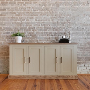 Handcrafted Solid Wood 4-Door Storage Console