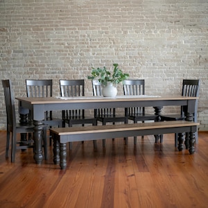 Solid Wood Farmhouse Dining Table: Rustic Turned Legs