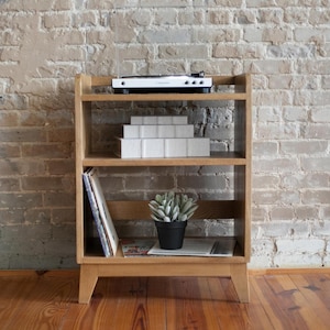 Handmade Wood Record Player Stand: Modern Vinyl Storage Console