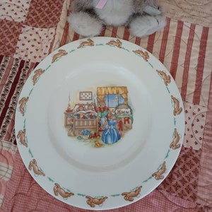 Vintage Bunnykins Plate and Mini Cup/ Eggcup Made in England Royal Doulton