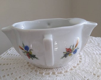 Antique Double Gravy Boat Antique Sauce Serving White Gold Transferware White Porcelain Ceramic Antique Tableware Double Handle Double Spout