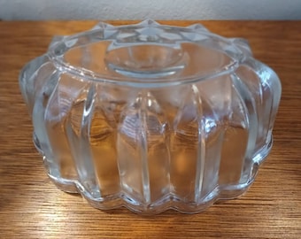 Vintage Glass Steamed Pudding, Blancmange, JELL-O Mold Unusual Geometric Spires Pattern