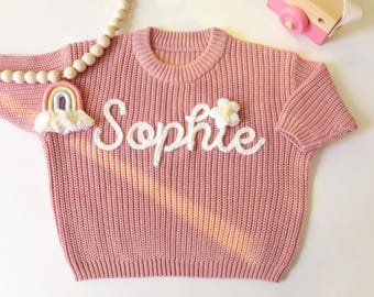 Maglioncino per neonato personalizzato con ricamo, maglione personalizzato con nome del neonato, regalo per baby shower e festa della mamma