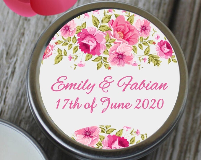 12 Personalized Spring Blush Rose Wedding Candle Favors Wedding Shower Favors #ct-001 #blushweddingfavor