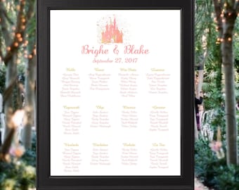 Digital Rose Gold Castle Wedding Seating Table Sign - Rustic Wedding Sign - Wedding Sign - Ready to Hang - lovebirdslane