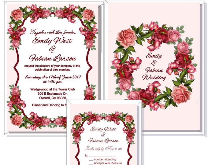 Re Rose Wedding Invitation Suite | Wedding Announcement | Calligraphy Wedding Invite | Watercolor Wedding Invitation