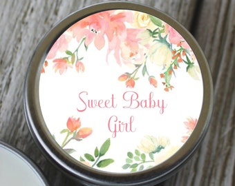 12 Personalized Blush Baby Girl Favor Candles Unique Favors Ideas Baby Shower Favors #C-458
