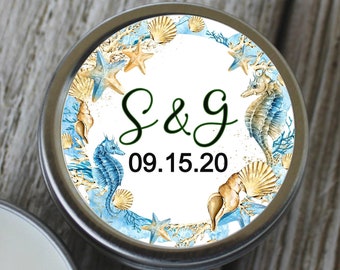 12 Personalized Beach Wedding Favor Candles Unique Favor Ideas Wedding Shower Favors #C-455