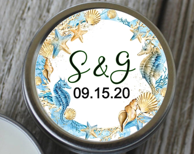 12 Personalized Beach Wedding Favor Candles Unique Favor Ideas Wedding Shower Favors #C-455