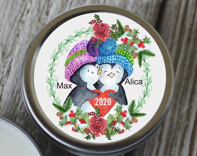 12 Personalized Sweet Penguin  Wedding Favor Candles Unique Favor Ideas Wedding Shower Favors #C-450