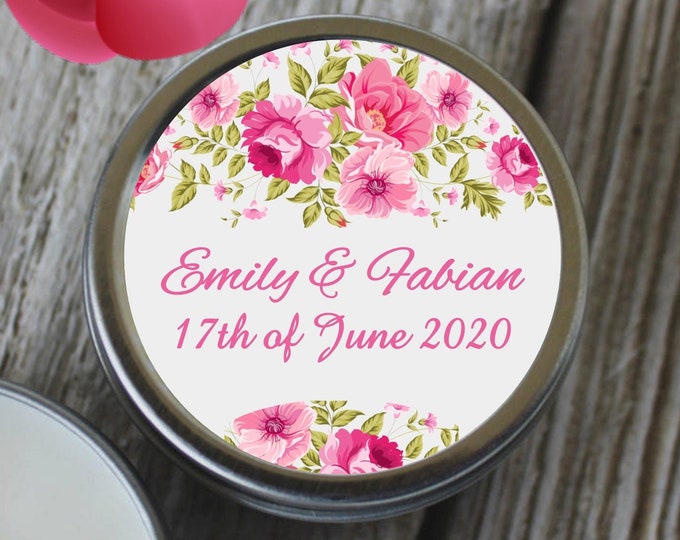 12 Personalized Blush Rose  Wedding Favor Candles Unique Favor Ideas Wedding Shower Favors #C-451