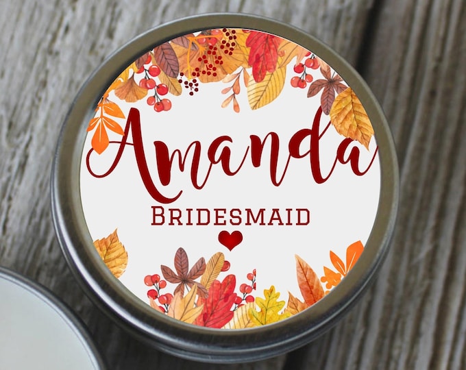 12 Personalized Fall Wedding Favor Candles Unique Favor Ideas Wedding Shower Favors #C-453