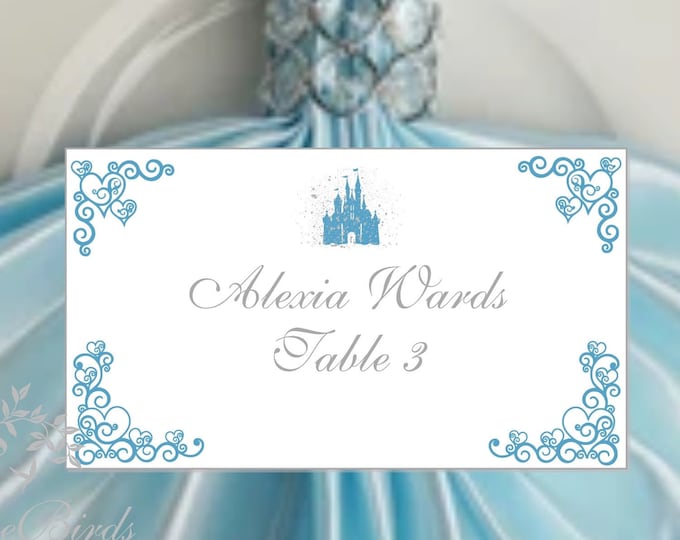 Place Card Watercolor Castle Romantic Accent Fairy Tale Princess Wedding Escort Cards Table Seating Reserved Seating Cards #PC-420