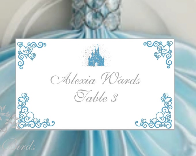 Fairy Tale Place Card Watercolor Castle Fairy Tale Princess Wedding Escort Cards Table Seating Reserved Seating Cards #PC-420