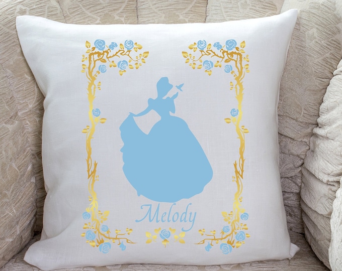 Personalized Cinderella Blue Rose PillowCover |  Personalized Pillow Room Decor Gift