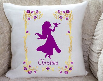 Personalized Jasmine Purple Rose Pillow Cover |  Personalized Pillow Room Decor Gift #P-003