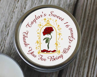 12 Personalized Enchanted Rose Wedding Party Favor Candles Wedding Favors For Guests Unique Favor Ideas Wedding Shower Favors #cf-0007-9