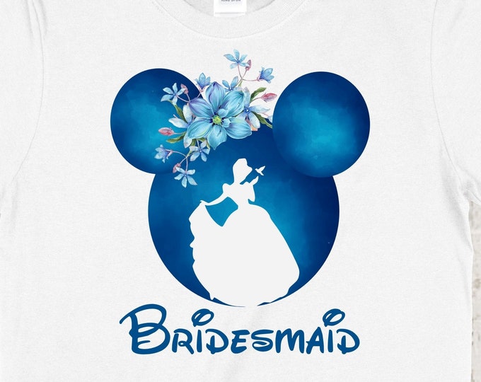 Personalized Disney Shirt Cinderella Minnie Ears Shirt Bridesmaid Team Bride Disney Wedding Shirt Bridal Shower Top #disneybride #TS-030