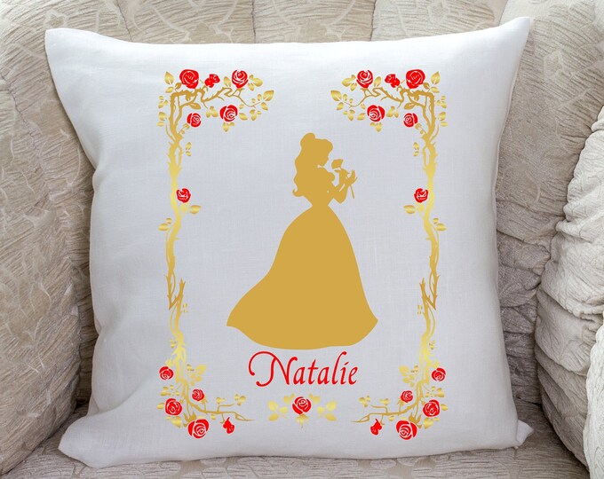 Personalized Beauty and the Beast Red Rose Pillow Cover |  Personalized Pillow Room Decor Gift