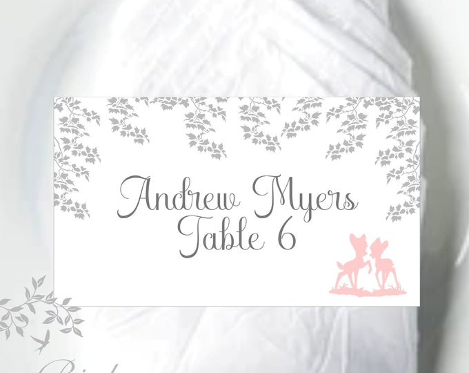 Place Card Bambi Romantic Accent Fairy Tale Princess Wedding Escort Cards Table Seating Reserved Seating Cards #PC-406-1