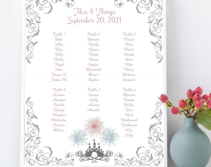 Digital Fairy Tale Castle Wedding Seating Chart | Printable Wedding Seating Chart |  Wedding Seating Sign | lovebirdslane