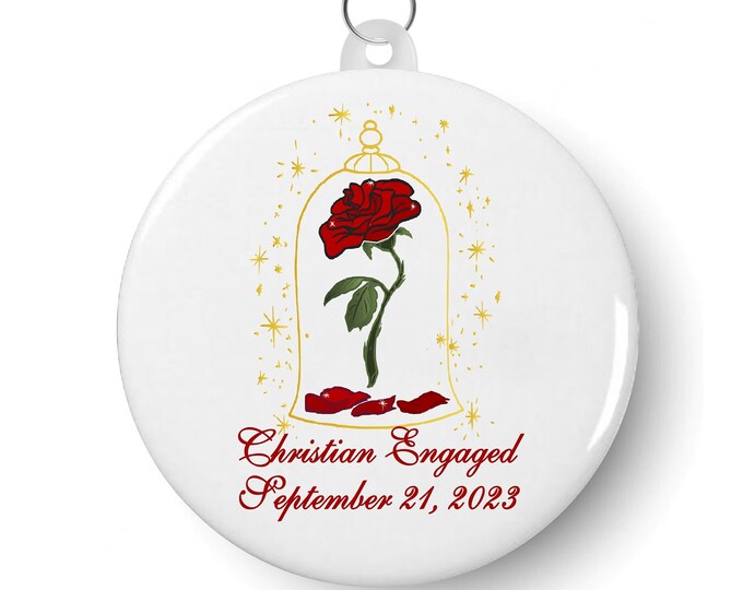 Personalized Keychain Enchanted Rose Wedding Keychains | Bridal Favor Gifts | Team Bride | Bachelorette favors #C65-K