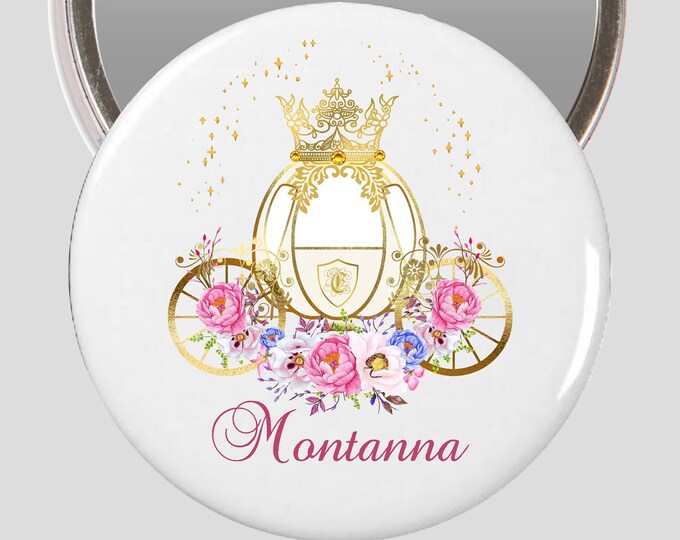 Personalized Enchanted Coach Pocket Mirrors | Bridal Favor Gifts | Team Bride Pocket Mirrors | Bachelorette favors | Bachelorette Party