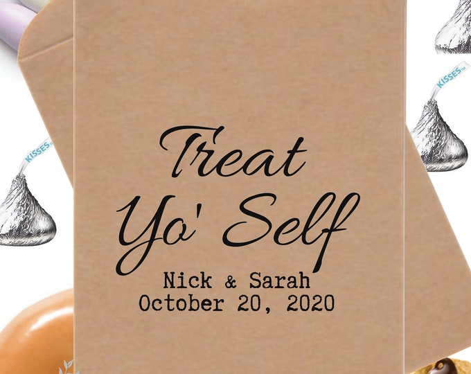 SAVE 30% OFF 24 Treat Yo Self Favor Bags Confection Donut Coffee Treat Bags Candy Bar Wedding Party Favor Bags #weddingfavors #favorbags