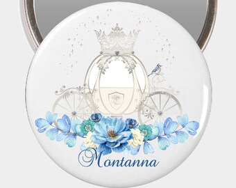 Cinderella Personalized Enchanted Coach Pocket Mirrors | Bridal Favor Gifts | Team Bride Pocket Mirrors | Bachelorette favors #C65