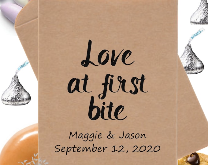 SAVE 30% OFF 24 Love At First Bite Favor Bags Confection Donut Coffee Treat Bags Candy Bar Wedding Party Favor Bags #weddingfavors #favorbag