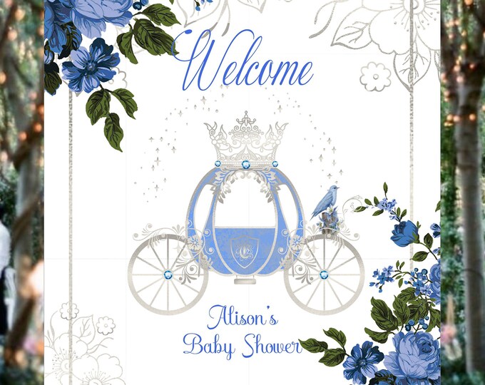 Digital Personalized Royal Blue Rose Welcome Sign lovebirdslane #WS830.3