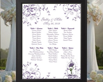 Lavender Enchanted Rose Beauty and the Beast Wedding Seating Sign | Wedding Seating Chart Sign | Wedding Seating Chart Poster  lovebirdslane
