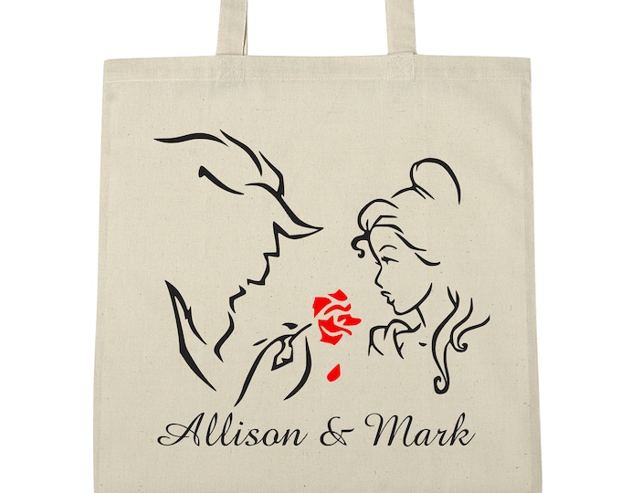 Beauty And The Beast Personalized Canvas Tote | Bridesmaid Gift | Bridal Bag | Bridesmaid Tote