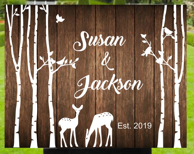 Wedding Welcome Sign Rustic Wood Pallet Deer Birch Tree Wedding Welcome Sign Guest Book Alternative