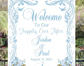 Personalized Fairy Tale Cinderella Castle Wedding Welcome Sign