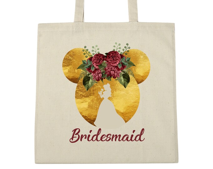 Belle Beauty And The Beast Personalized Canvas Tote | Bridesmaid Gift | Bridal Bag | Bridesmaid Tote