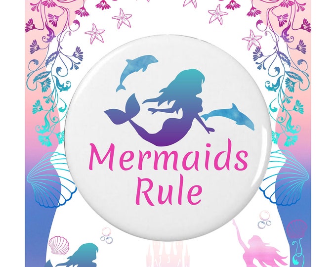 Mermaids Rule Birthday Party Favors Magnets #PB-55 #mermaidparty