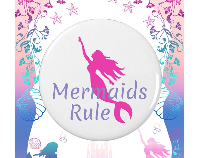 Mermaids Rule Birthday Party Favors Magnets #PB-56 #mermaidparty