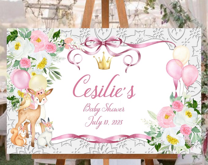 Baby Shower Welcome Sign Woodland Animals 1st Birthday Welcome Sign | Nursery Decor #WS-0216P0