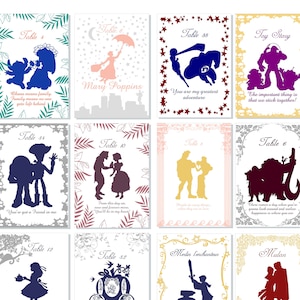 Números de mesa para citas de libros de cuentos Seleccione sus tarjetas con citas / Tarjetas de mesa con citas / Tarjetas de mesa con citas de cumpleaños / Cree su propio conjunto