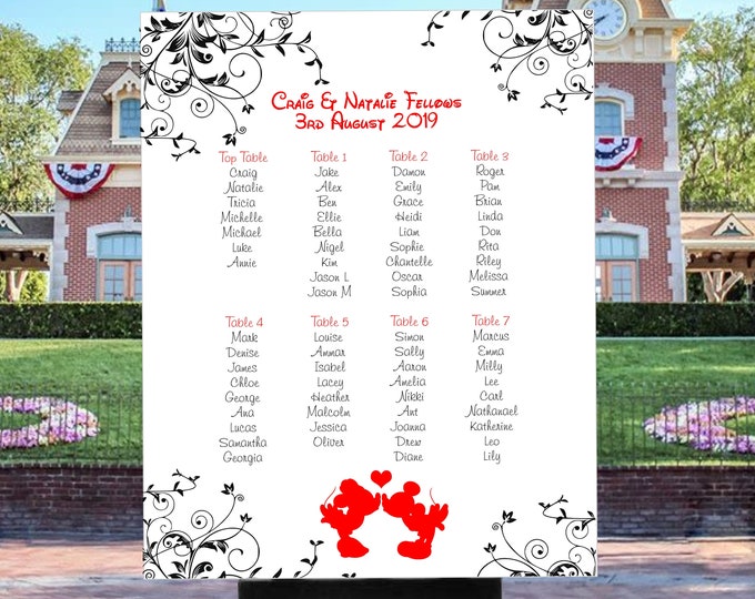 Fairytale Mickey & Minnie Seating Sign | Wedding Seating Chart Sign | Wedding Seating Chart Poster  | lovebirdslane #SC-43