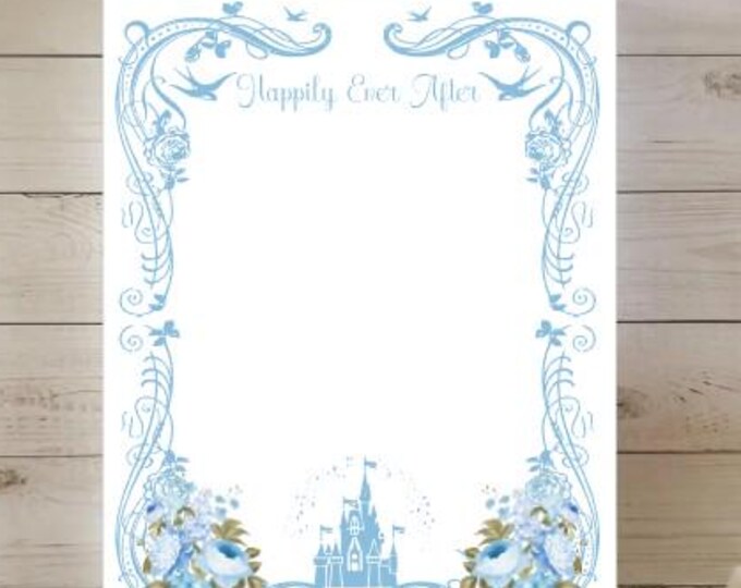 Cinderella Blue Floral Notepad – 4.25x5.5” | Elegant Stationery | Cute To-Do List Pad | Small Writing Pad for Notes & Gifts
