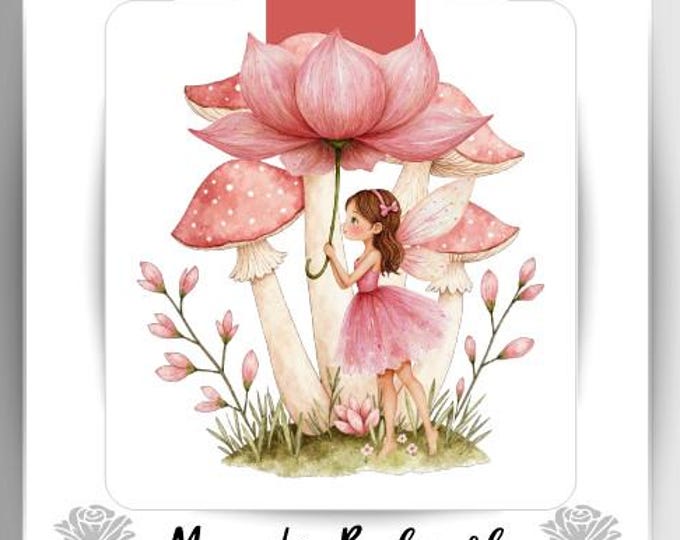Pink Fairy & Mushrooms Magnetic Bookmark – Whimsical Fantasy Page Marker