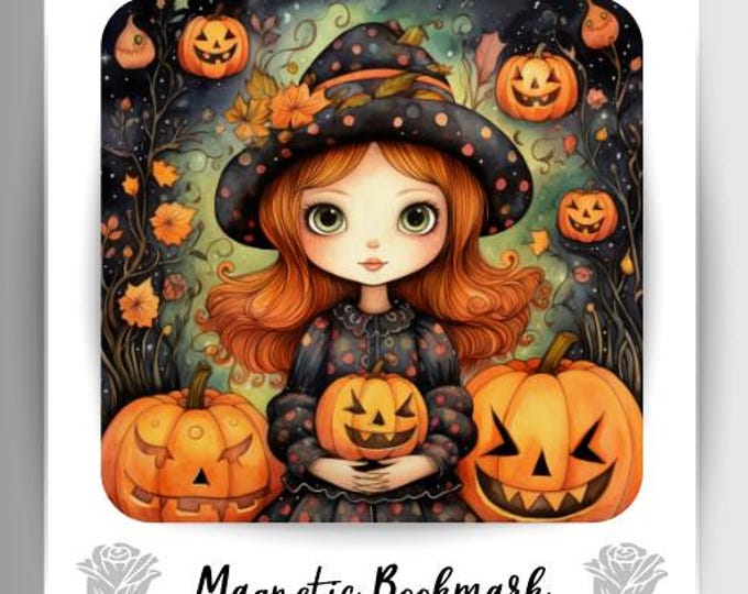 Whimsical Pumpkin Halloween Magnetic Bookmark – Cute Autumn Reading Accessory - Bookish - Halloween Magnetic Bookmark