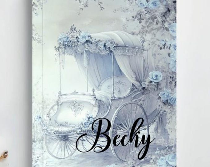 Cinderella Blue Carriage Wedding Personalized Bridesmaid Notebook | Custom Wedding Journal Gift | Gratitude Journal | Asking Bridesmaid Gift