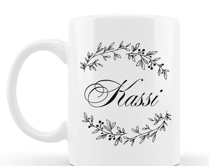 Personalized Botanical Mug | Bridesmaid Gift | lovebirdslane