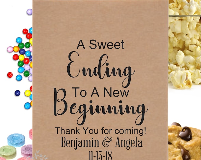 24 Bags A Sweet Beginning To A Sweet Ending Wedding Favor Bags Wedding Donuts Bags Wedding Favor Bags Candy Buffet Decor lovebirdslane