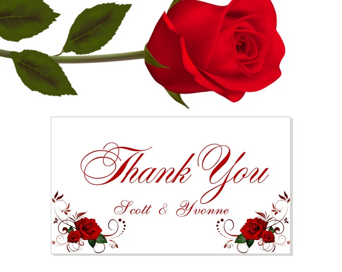 Red Rose Beauty and the Beast Thank You Cards | Enchanted Rose Thank You Cards | Personalized Thank You Card | lovebirdslane